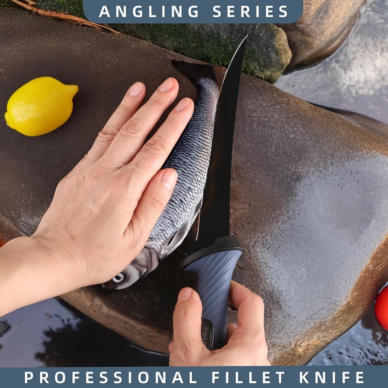 Alpedge 9” Blade Fishing Filet Knife Razor Sharp Din 1.4116 German Stainless Steel Flexible Fishing Fillet Knife, Ergonomic Non-Slip Handles, Easy-Clean Blade Professional Level Knives for Fileting, Boning & Fishing - Image 2